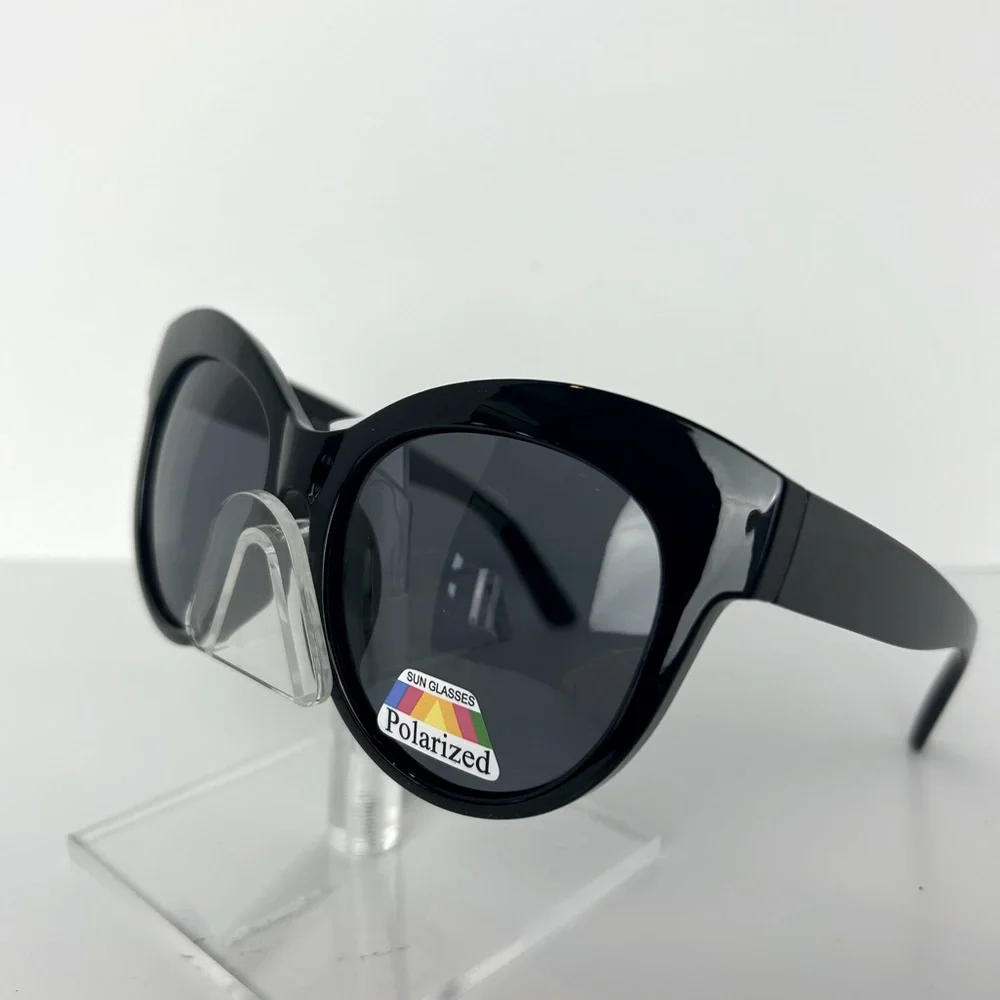 Sunglasses Women's Black Polarized Oversized Cat Eye Shades NEW